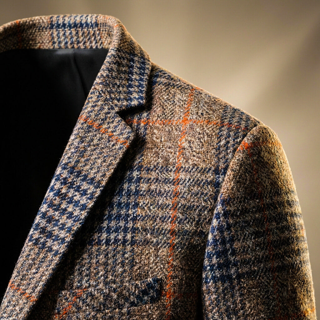 Smart houndstooth tailored wool blazer for men | Charles -3