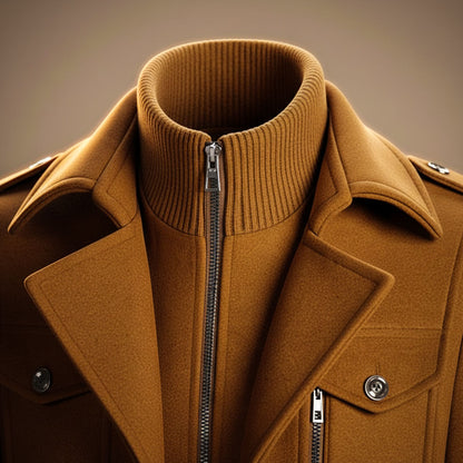 Refined classic virgin wool overcoat for men | Marco -9