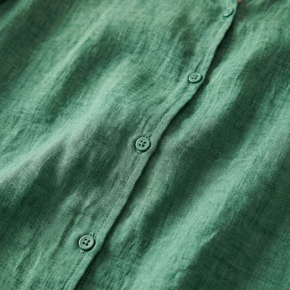Elegant scalloped collar linen blouse for women | Clara -8