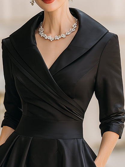 Vintage-Inspired Midi Dress with Draped Collar for women | Mirelle