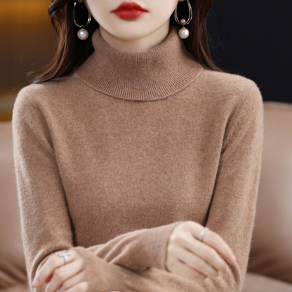 Warm premium cashmere turtleneck sweater for women | Emmie -13