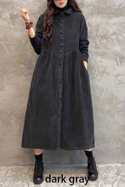 Elegant cinched corduroy longline coat for women -3