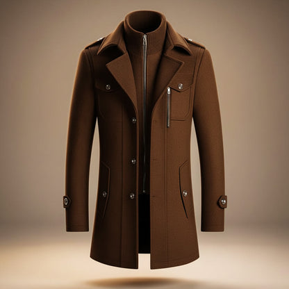 Refined classic virgin wool overcoat for men | Marco -2