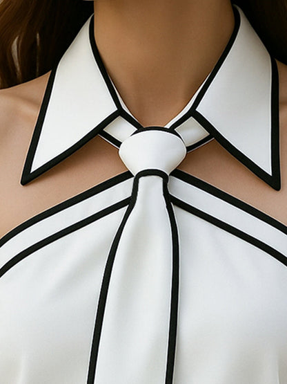 Sleeveless Halter Blouse with Contrast Trim for women | Vionelle