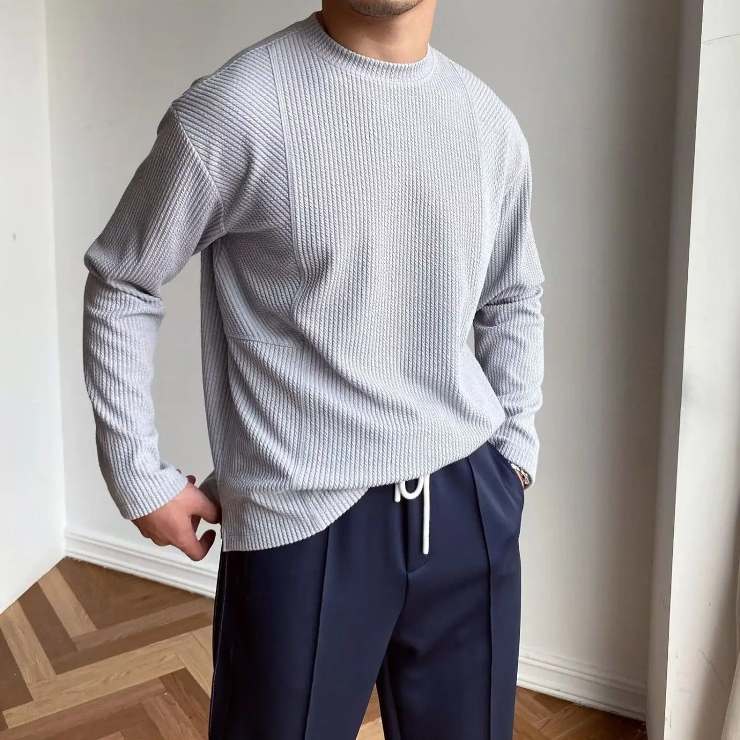 Soft classic crewneck everyday long sleeve top for men | Bellmont -5