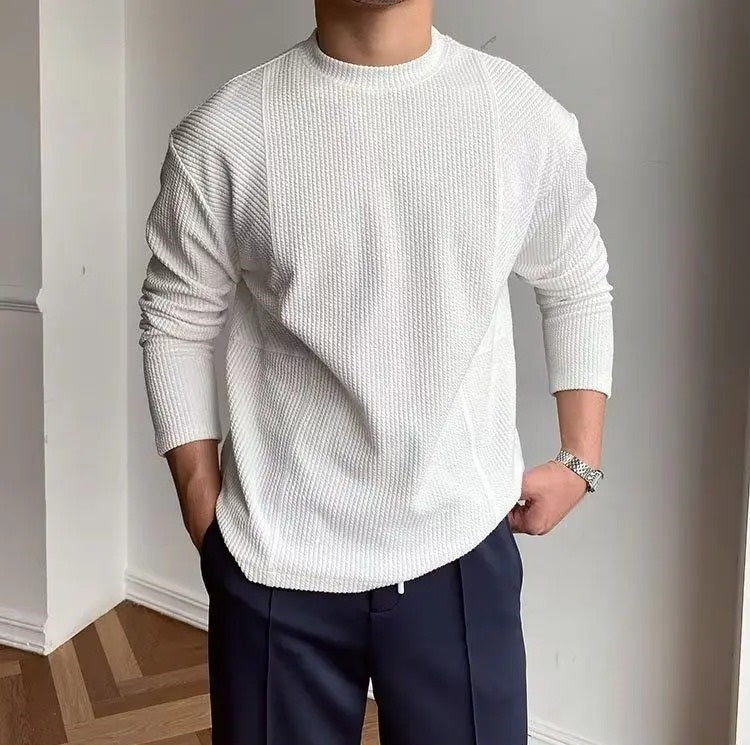 Soft classic crewneck everyday long sleeve top for men | Bellmont -2