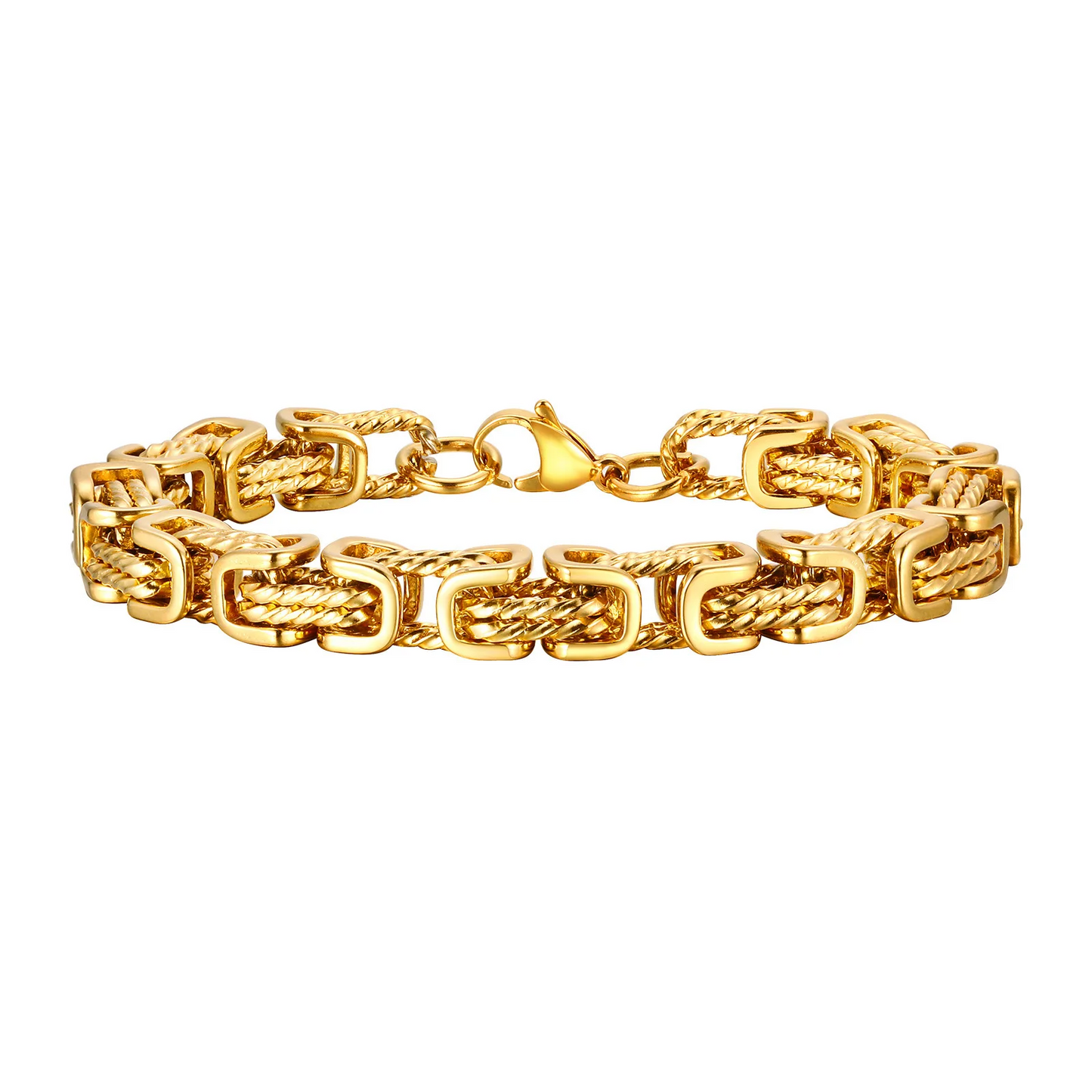 Forged chain cuff bracelet with woven link detail for men | Rogue