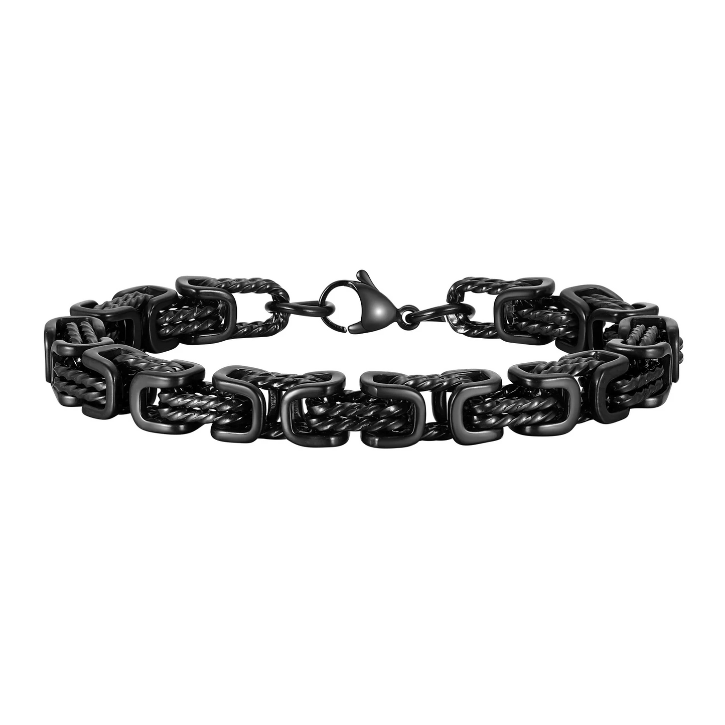 Forged chain cuff bracelet with woven link detail for men | Rogue