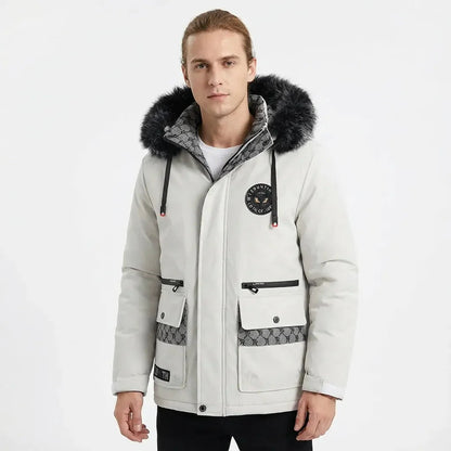 Warm hooded down puffer jacket for men | Alpine Armor -1
