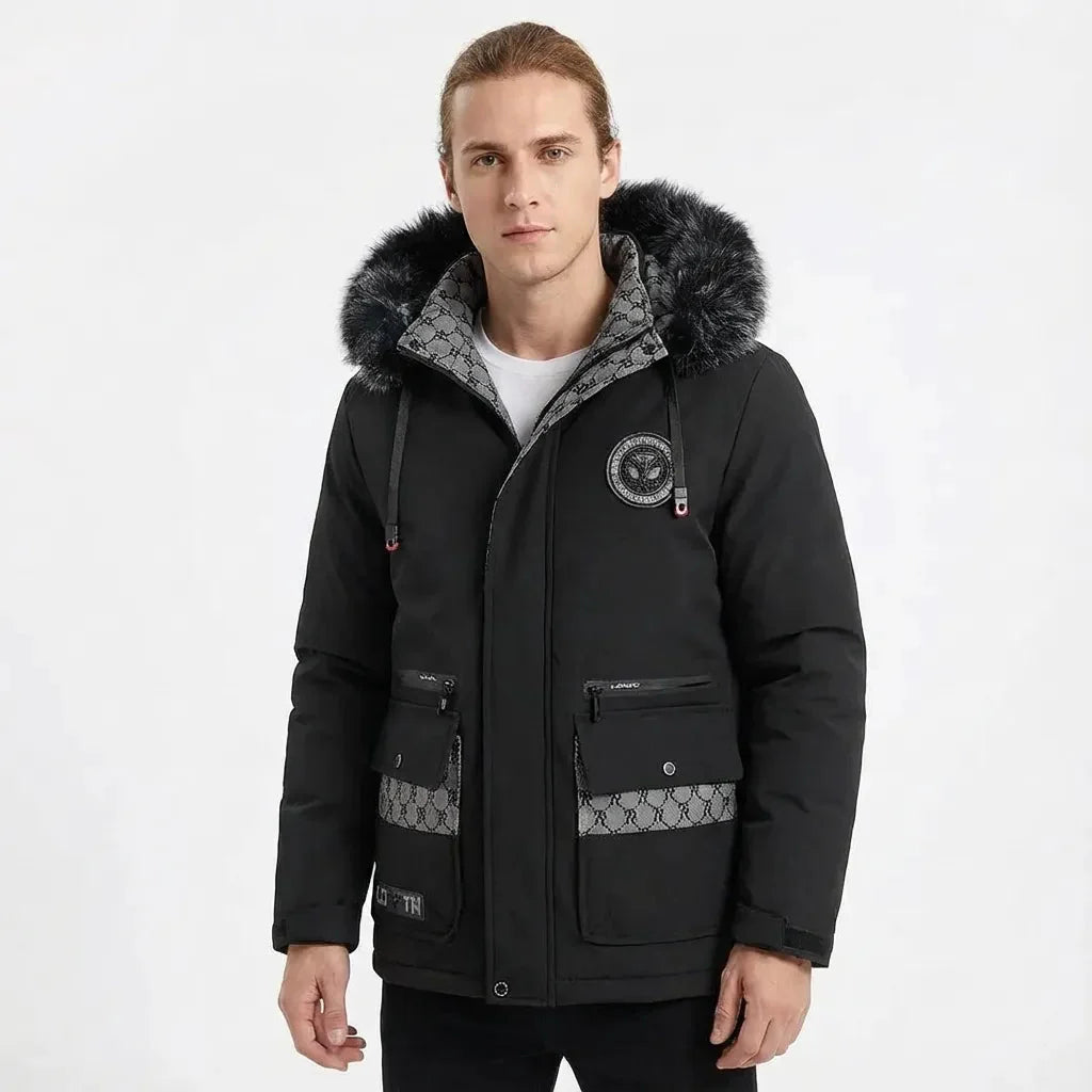 Warm hooded down puffer jacket for men | Alpine Armor -5