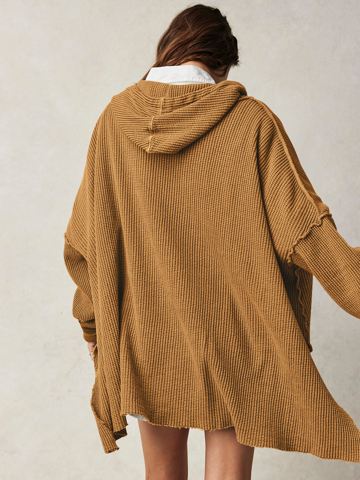 Cosy oversized waffle-knit hoodie for women | Haven -9