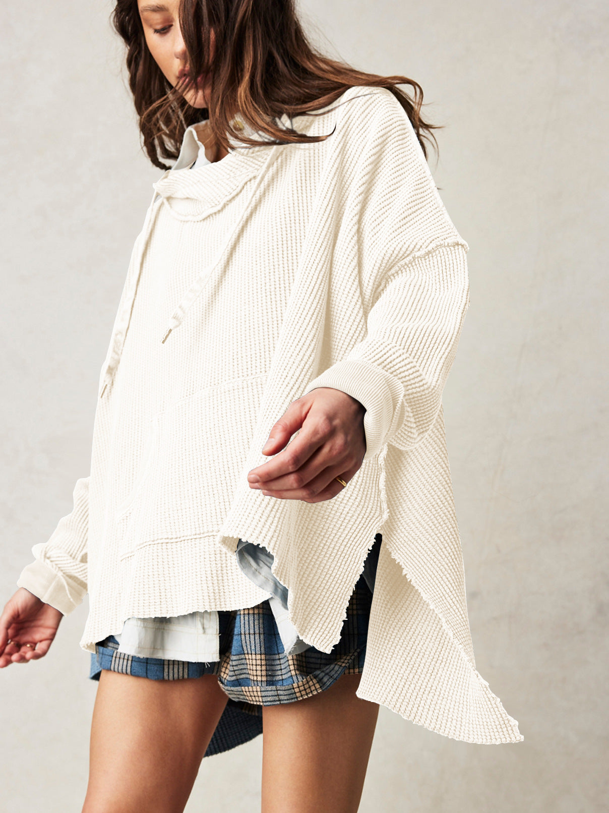 Cosy oversized waffle-knit hoodie for women | Haven -18