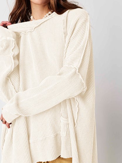 Cosy oversized waffle-knit hoodie for women | Haven -13