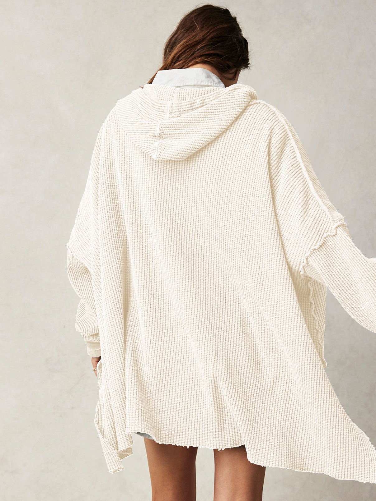 Cosy oversized waffle-knit hoodie for women | Haven -14