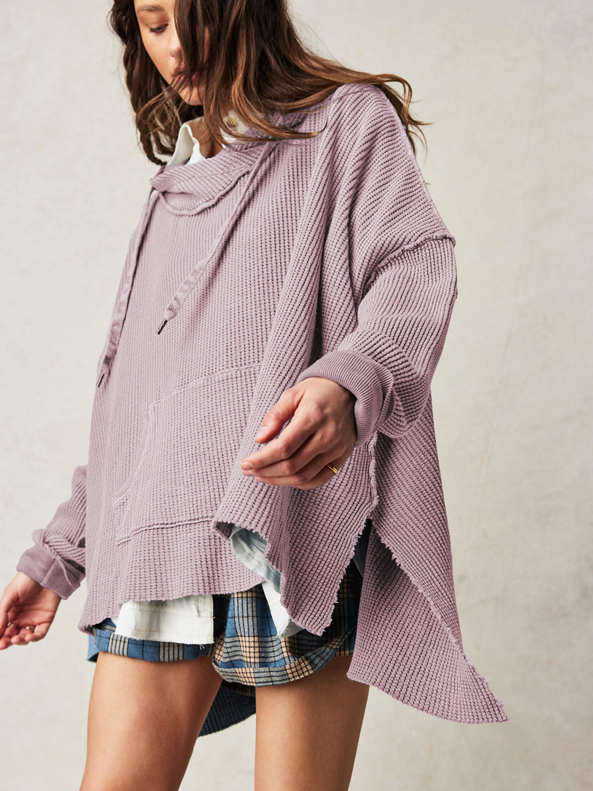 Cosy oversized waffle-knit hoodie for women | Haven -10