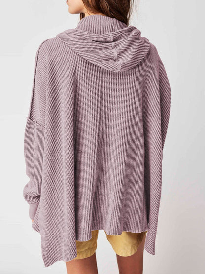 Cosy oversized waffle-knit hoodie for women | Haven -11