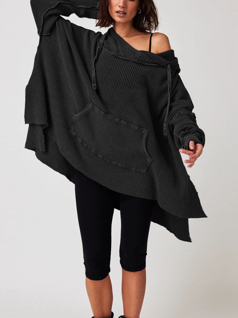 Cosy oversized waffle-knit hoodie for women | Haven -5