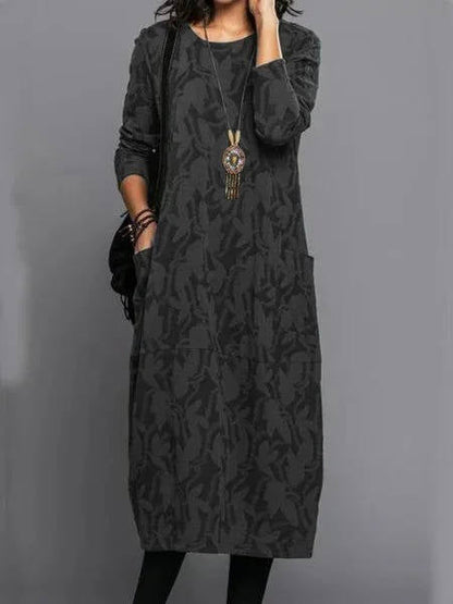 Long sleeve midi dress with pockets for women | Elodie