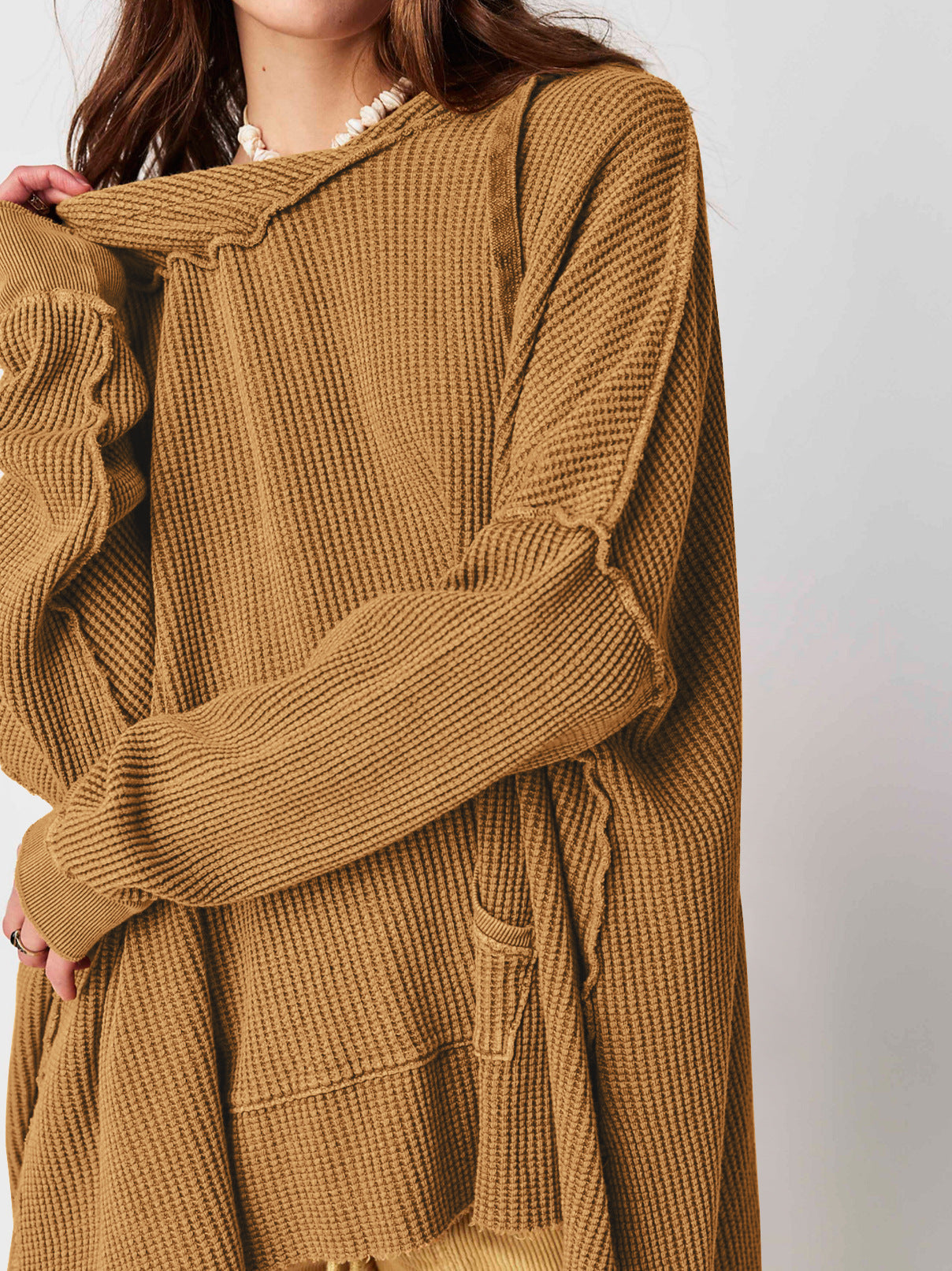 Cosy oversized waffle-knit hoodie for women | Haven -21