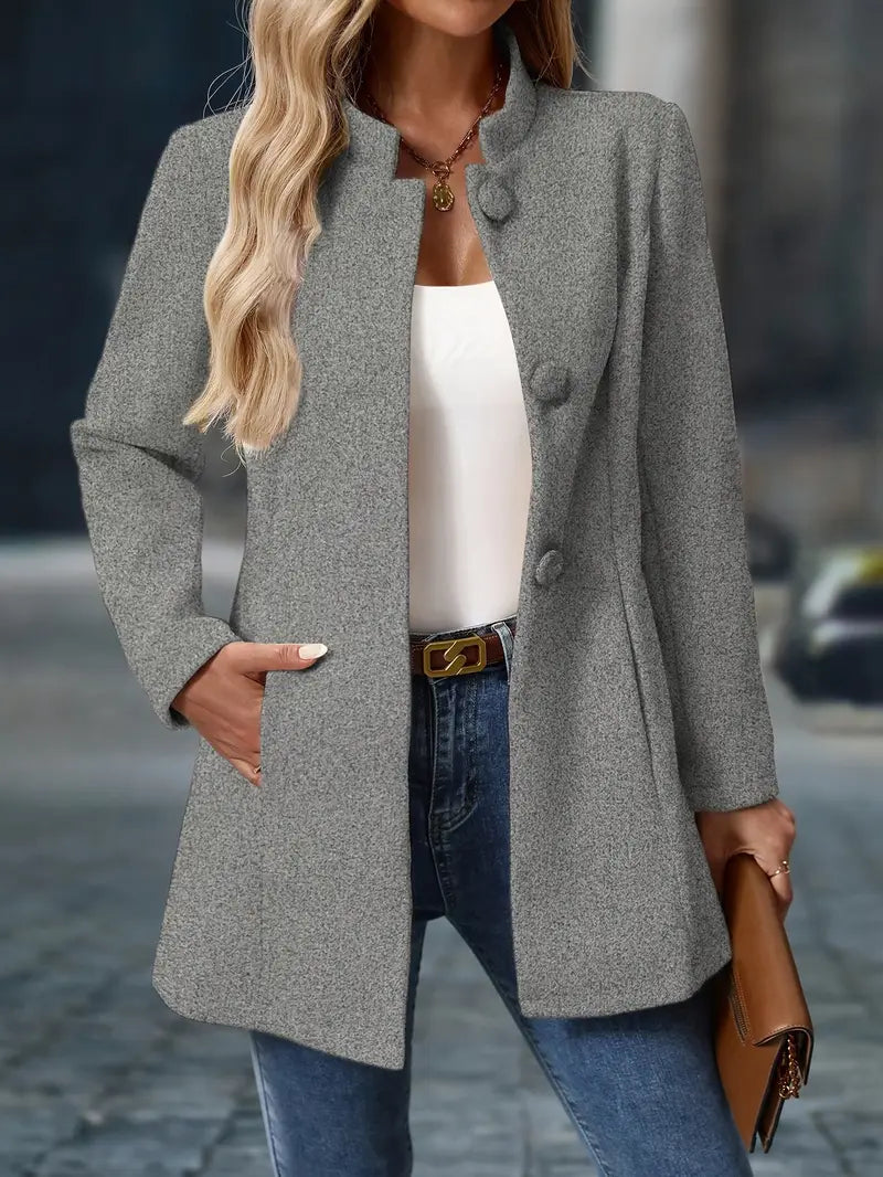 Classic Long Button-Up Autumn Coat Outerwear for women | Elara