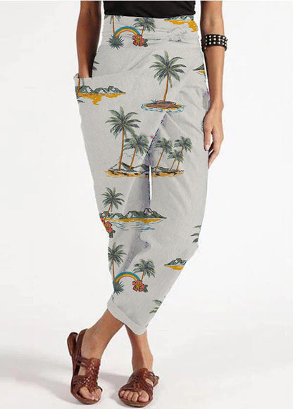 High-waist asymmetrical harem summer trousers for women -7