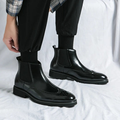 Classic leather brogue chelsea boots for men | Alden -18