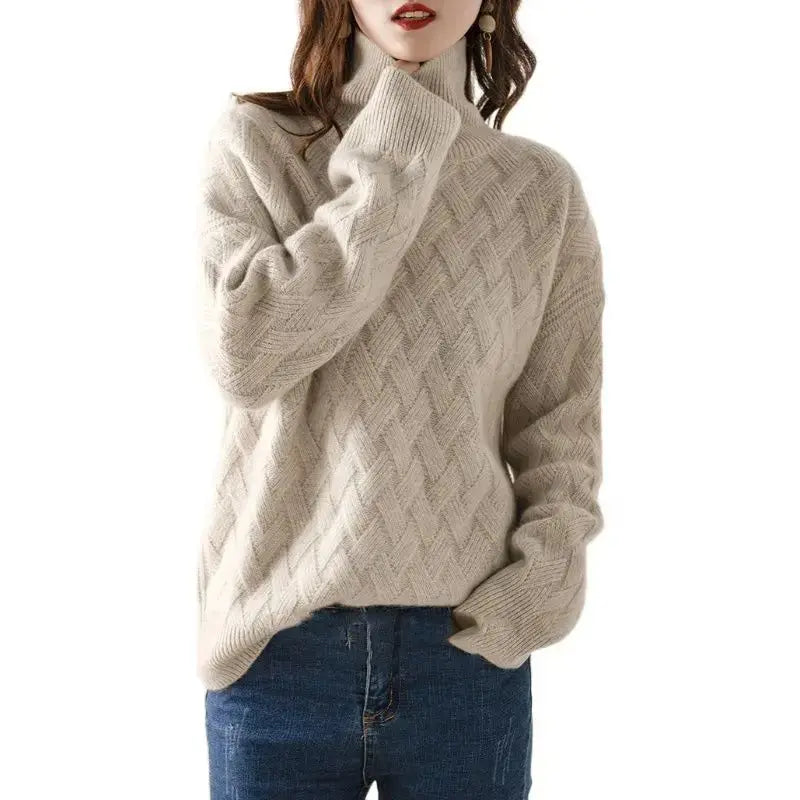 Cosy textured turtleneck sweater for women | Isabella -3
