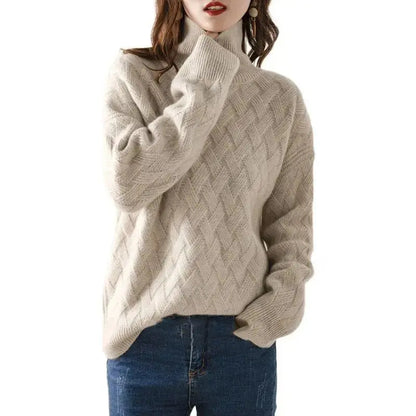 Cosy textured turtleneck sweater for women | Isabella -3