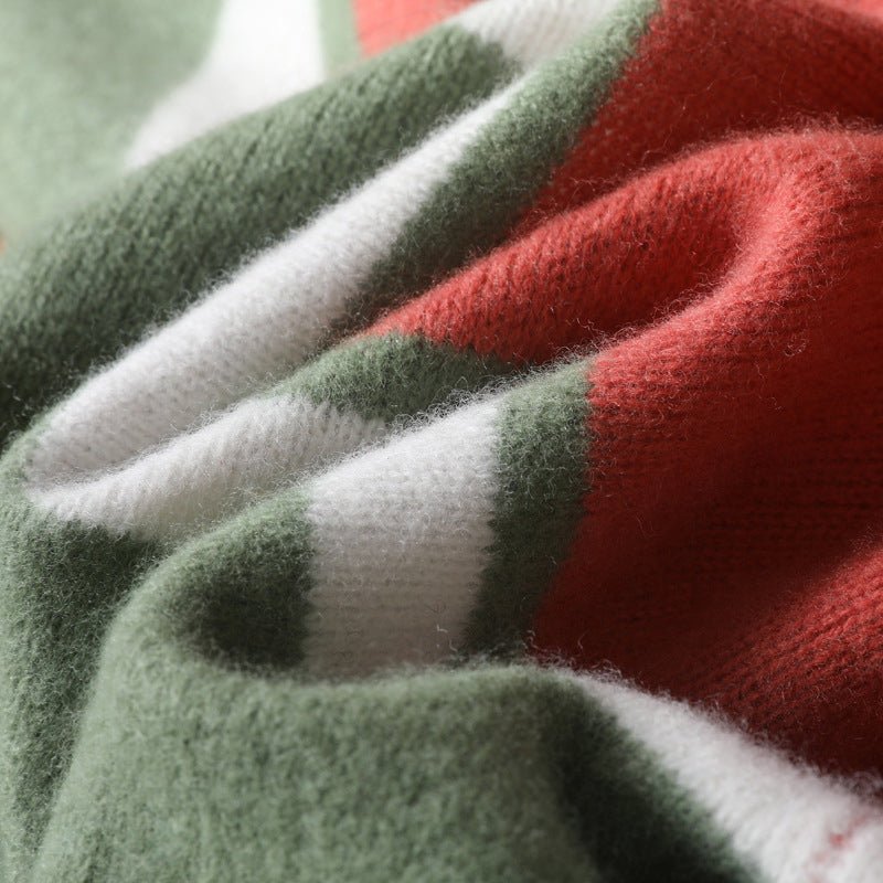 Formal O-neck knit sweater with stripe detail for men | Franco Bianchi