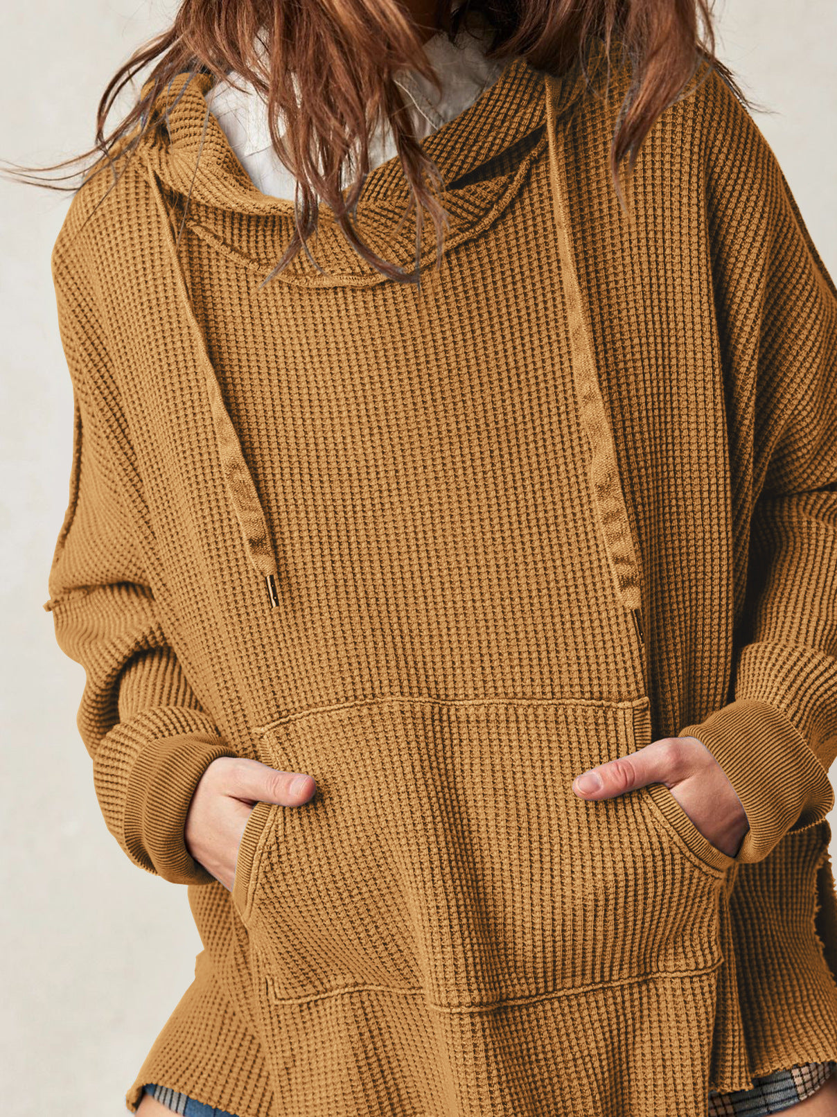 Cosy oversized waffle-knit hoodie for women | Haven -8
