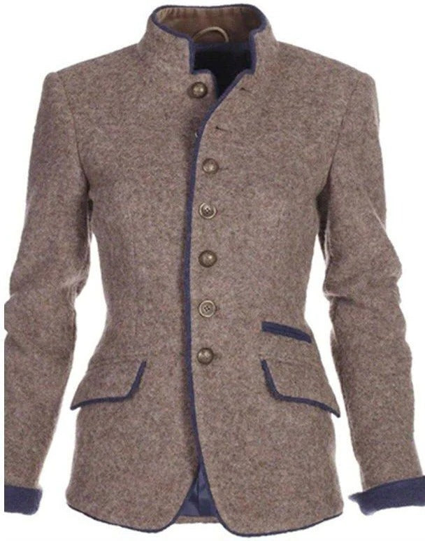 Vintage stand-collar two-tone blazer for women | Adrienne