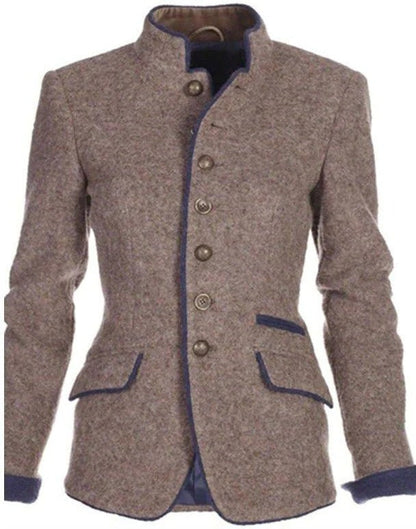 Vintage stand-collar two-tone blazer for women | Adrienne