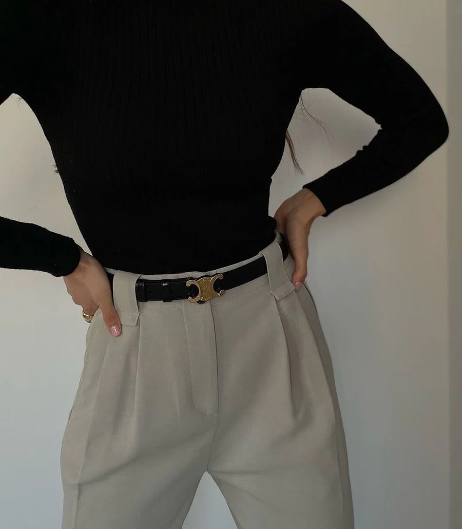 Classic belt with gold-tone buckle for men | Armand