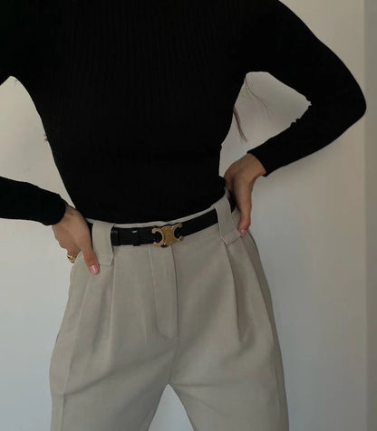 Classic belt with gold-tone buckle for men | Armand