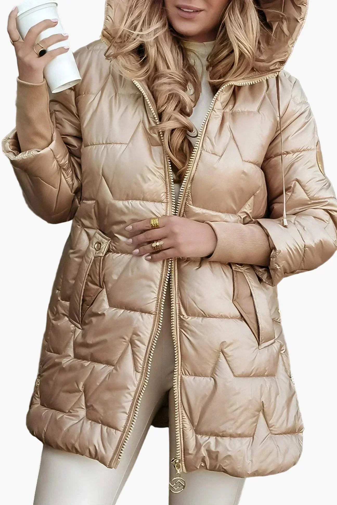 Elegant Hooded Long Puffer Winter Coat for women | Seraphina