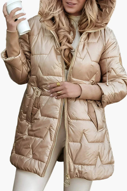 Elegant Hooded Long Puffer Winter Coat for women | Seraphina