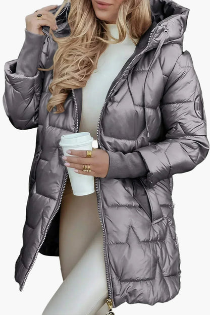 Elegant Hooded Long Puffer Winter Coat for women | Seraphina