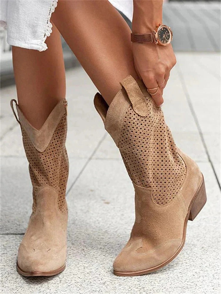 Mid-calf cowboy boots with side zipper for women | Sierra
