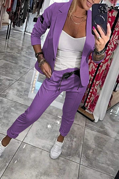 Relaxed solid color two piece dress with matching jacket for women | Fenna