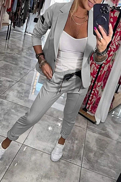 Relaxed solid color two piece dress with matching jacket for women | Fenna