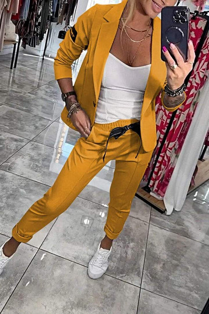 Relaxed solid color two piece dress with matching jacket for women | Fenna