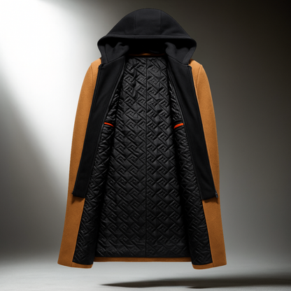 Classic hooded wool-blend casual overcoat for men | Delmar -4