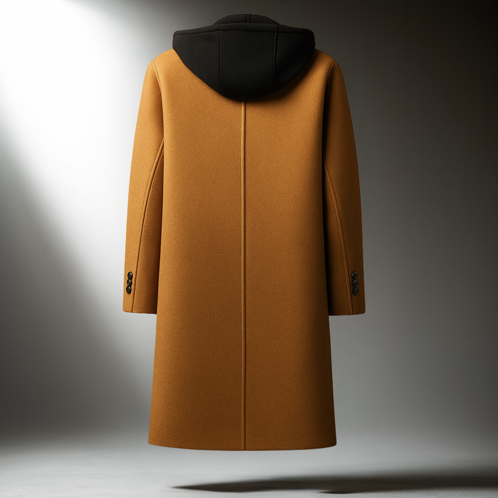 Classic hooded wool-blend casual overcoat for men | Delmar -3