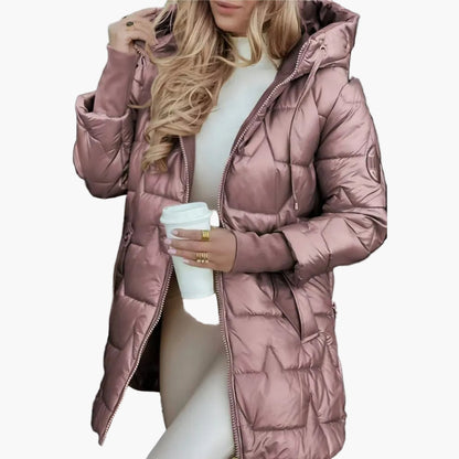 Elegant Hooded Long Puffer Winter Coat for women | Seraphina