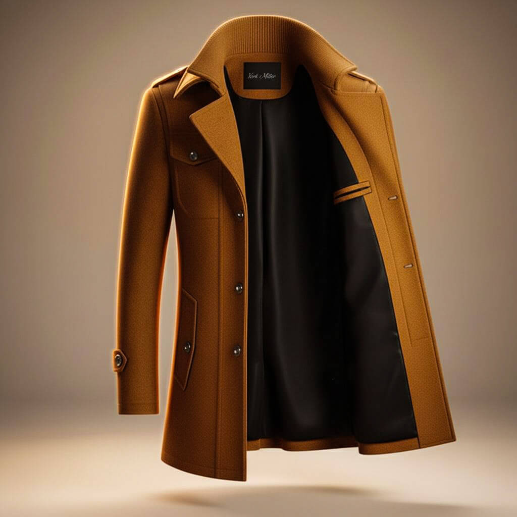 Refined classic virgin wool overcoat for men | Marco -7