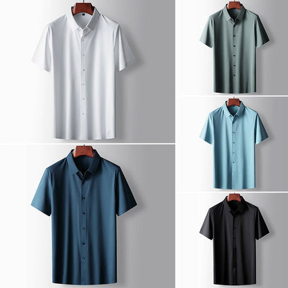 Short sleeve button-front shirt with turn-down collar for men | Jack Washington DualSky