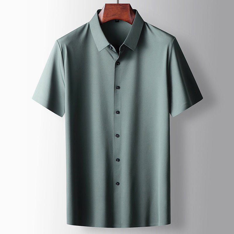Short sleeve button-front shirt with turn-down collar for men | Jack Washington DualSky