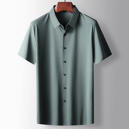Short sleeve button-front shirt with turn-down collar for men | Jack Washington DualSky