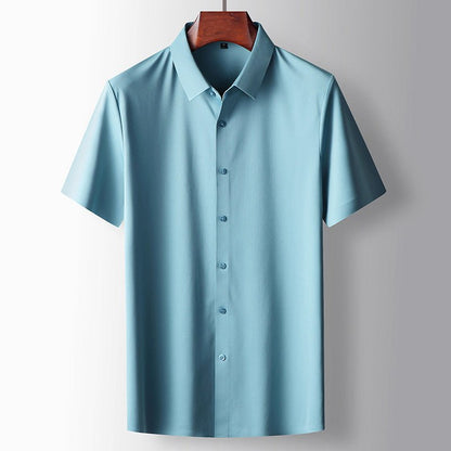 Short sleeve button-front shirt with turn-down collar for men | Jack Washington DualSky