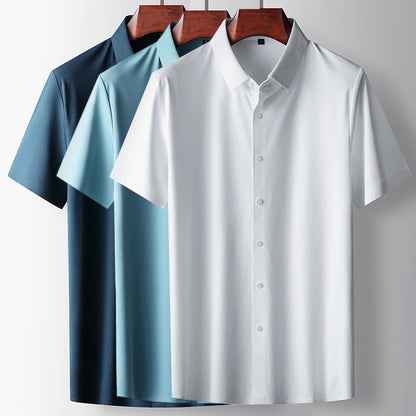 Short sleeve button-front shirt with turn-down collar for men | Jack Washington DualSky